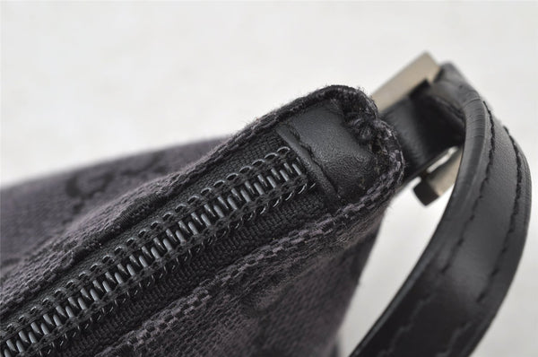 Authentic GUCCI Hand Bag Pouch Purse GG Canvas Leather 0391103 Black 9189I