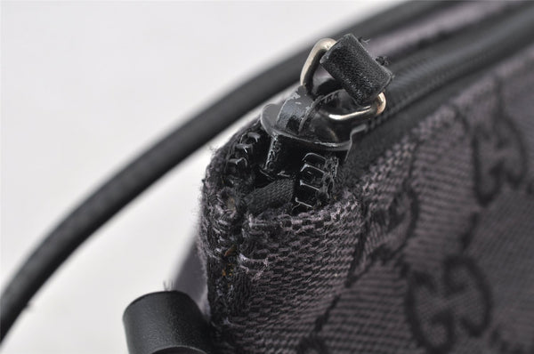 Authentic GUCCI Hand Bag Pouch Purse GG Canvas Leather 0391103 Black 9189I
