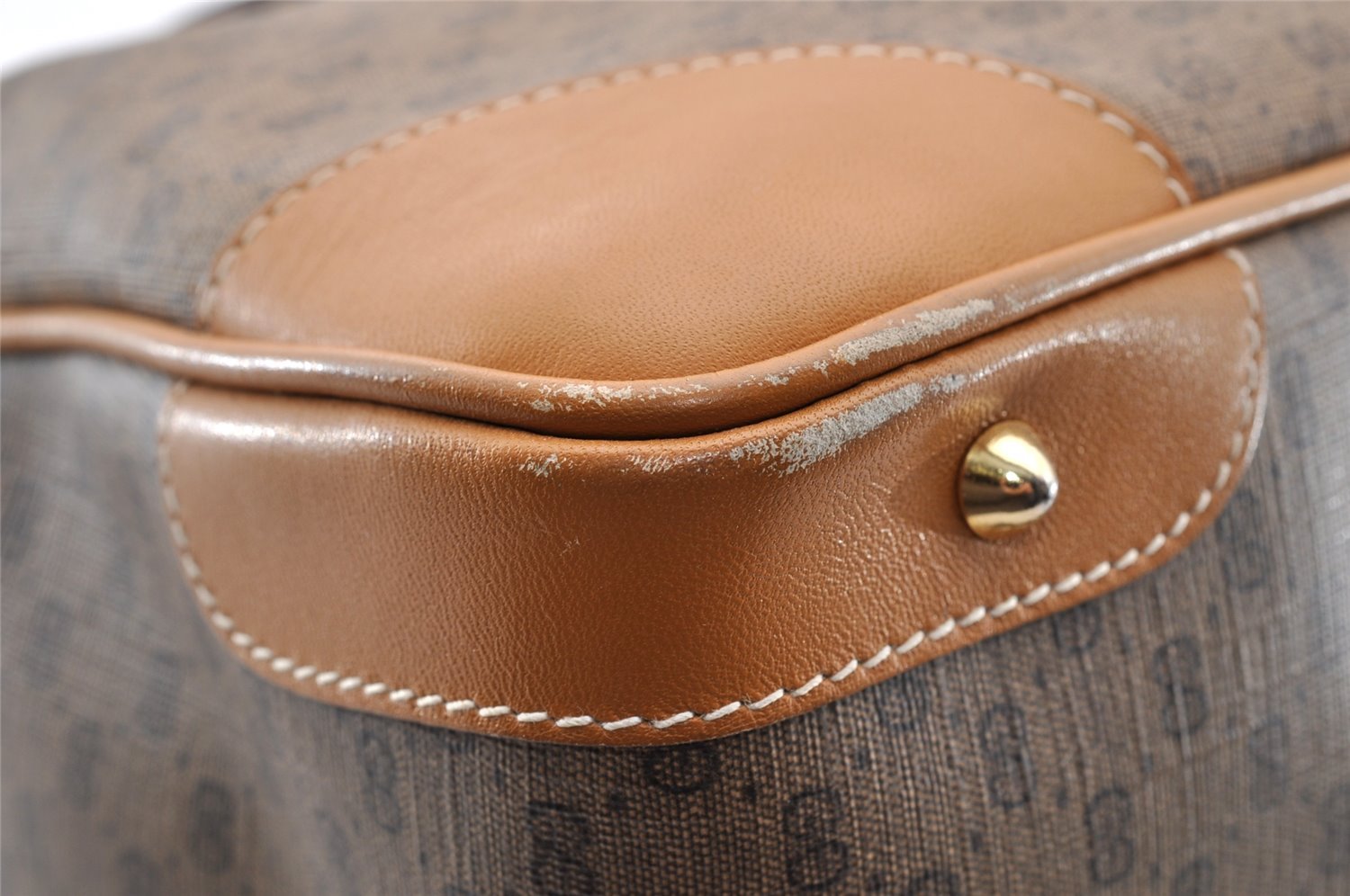 Authentic GUCCI Micro GG PVC Leather 2Way Shoulder Hand Bag Brown Junk 9190I