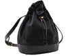 Authentic GUCCI Shoulder Drawstring Cross Bag Canvas Leather Black Junk 9191I
