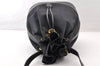 Authentic GUCCI Shoulder Drawstring Cross Bag Canvas Leather Black Junk 9191I