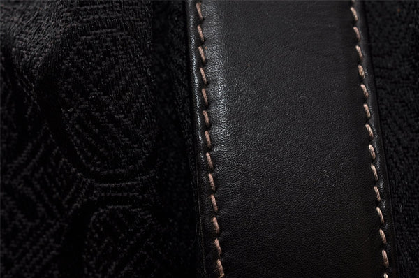 Authentic GUCCI Shoulder Drawstring Cross Bag Canvas Leather Black Junk 9191I