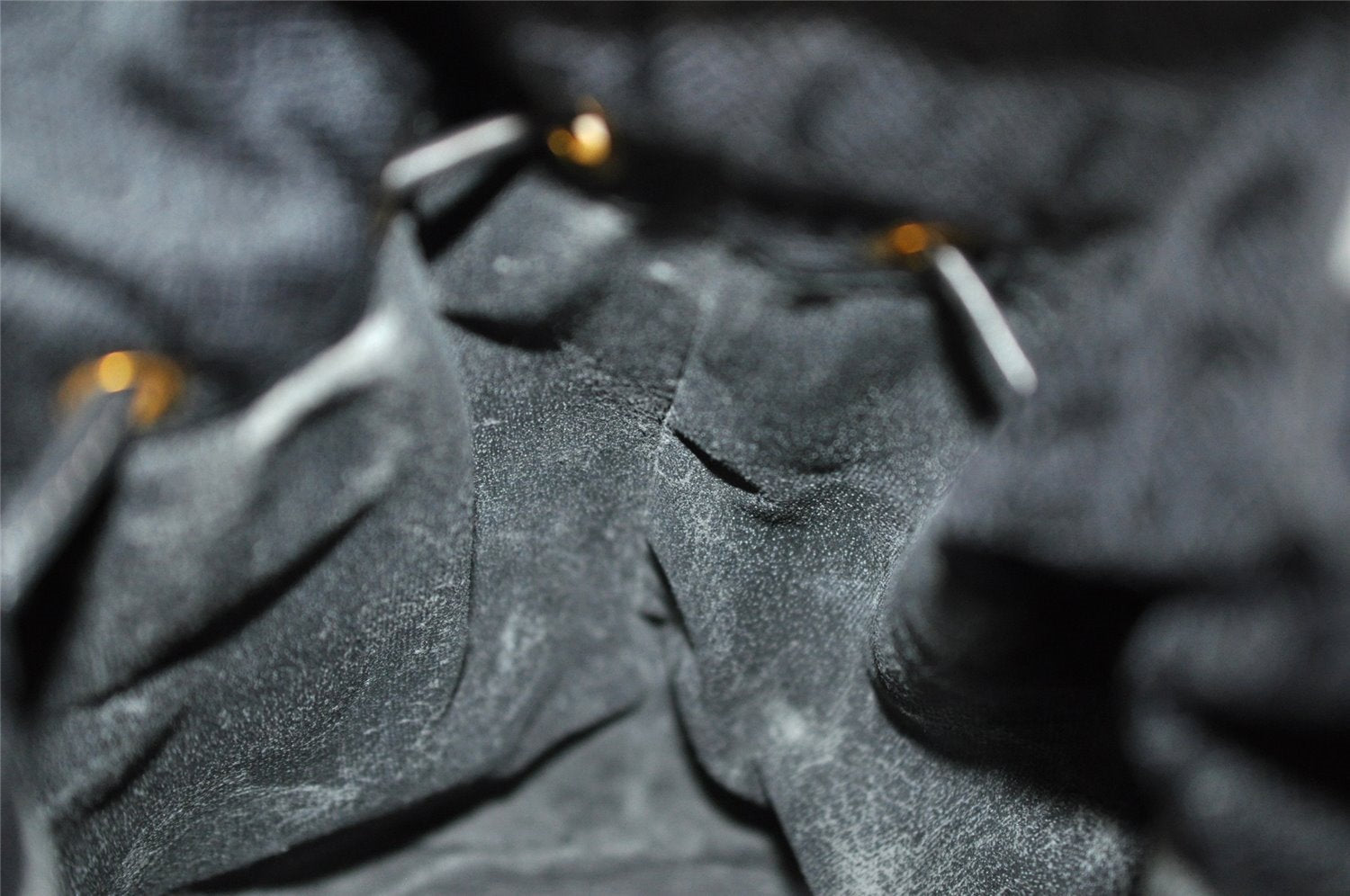 Authentic GUCCI Shoulder Drawstring Cross Bag Canvas Leather Black Junk 9191I