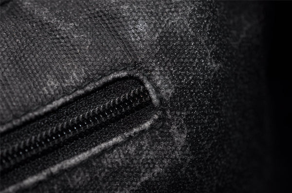 Authentic GUCCI Shoulder Drawstring Cross Bag Canvas Leather Black Junk 9191I