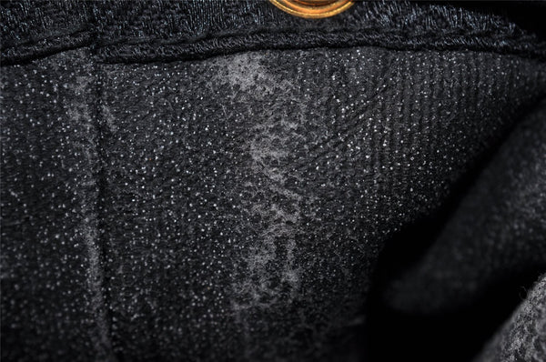 Authentic GUCCI Shoulder Drawstring Cross Bag Canvas Leather Black Junk 9191I