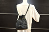 Authentic GUCCI Shoulder Drawstring Cross Bag Canvas Leather Black Junk 9191I