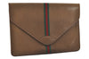 Authentic GUCCI Vintage Web Sherry Line Document Case Leather Brown 9192I