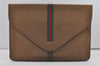 Authentic GUCCI Vintage Web Sherry Line Document Case Leather Brown 9192I