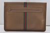 Authentic GUCCI Vintage Web Sherry Line Document Case Leather Brown 9192I