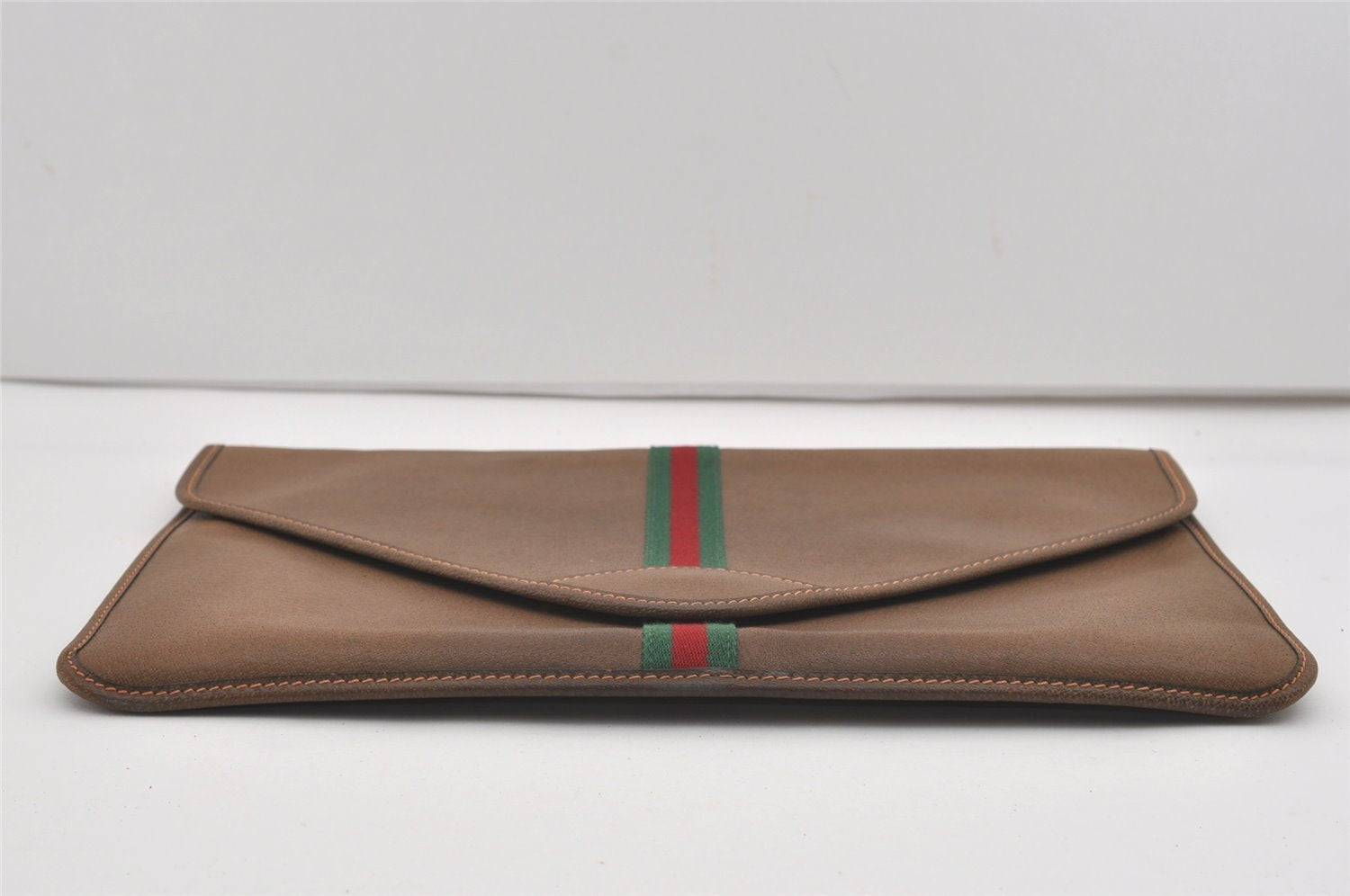 Authentic GUCCI Vintage Web Sherry Line Document Case Leather Brown 9192I