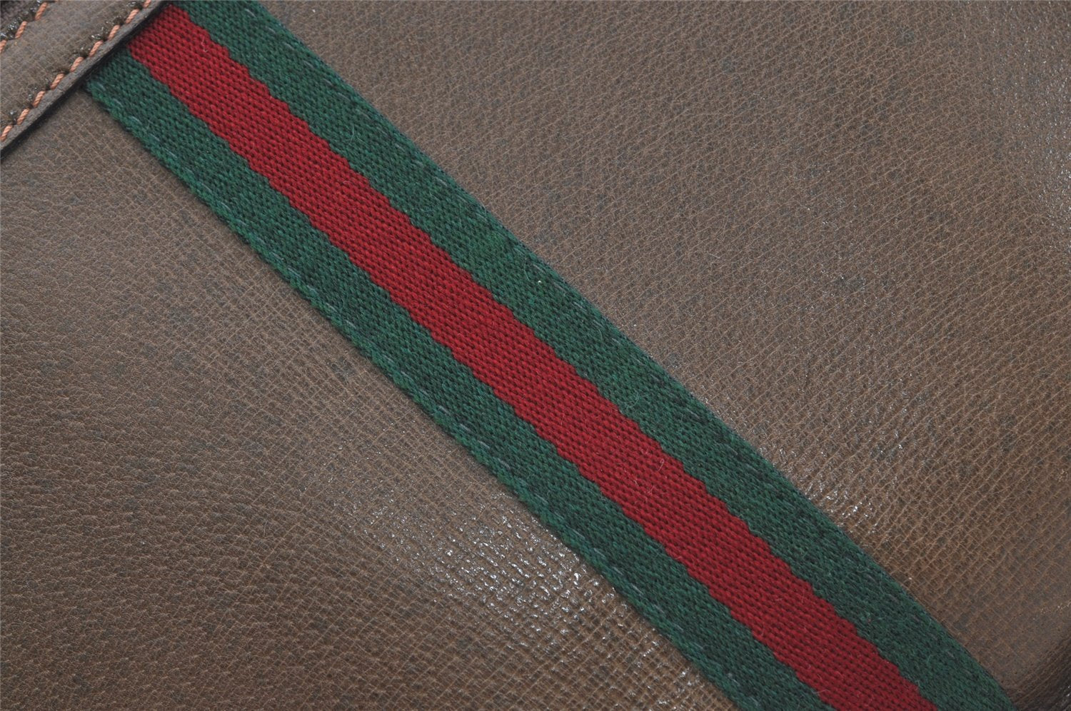 Authentic GUCCI Vintage Web Sherry Line Document Case Leather Brown 9192I