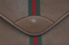 Authentic GUCCI Vintage Web Sherry Line Document Case Leather Brown 9192I