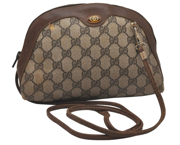 Authentic GUCCI 2Way Shoulder Cross Body Purse GG PVC Leather Brown 9193I
