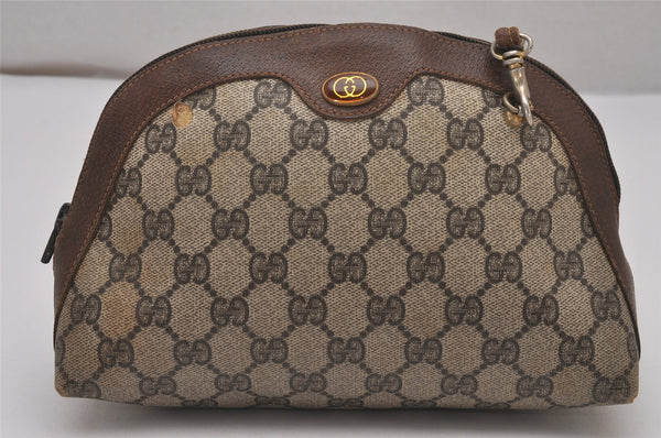 Authentic GUCCI 2Way Shoulder Cross Body Purse GG PVC Leather Brown 9193I