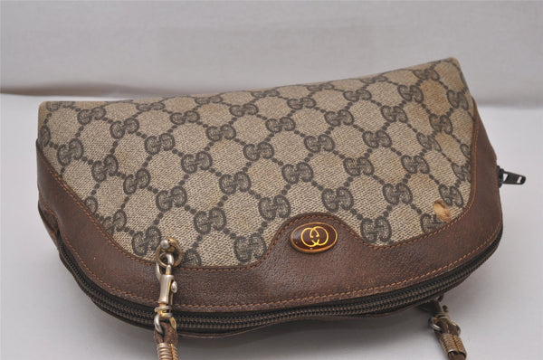 Authentic GUCCI 2Way Shoulder Cross Body Purse GG PVC Leather Brown 9193I