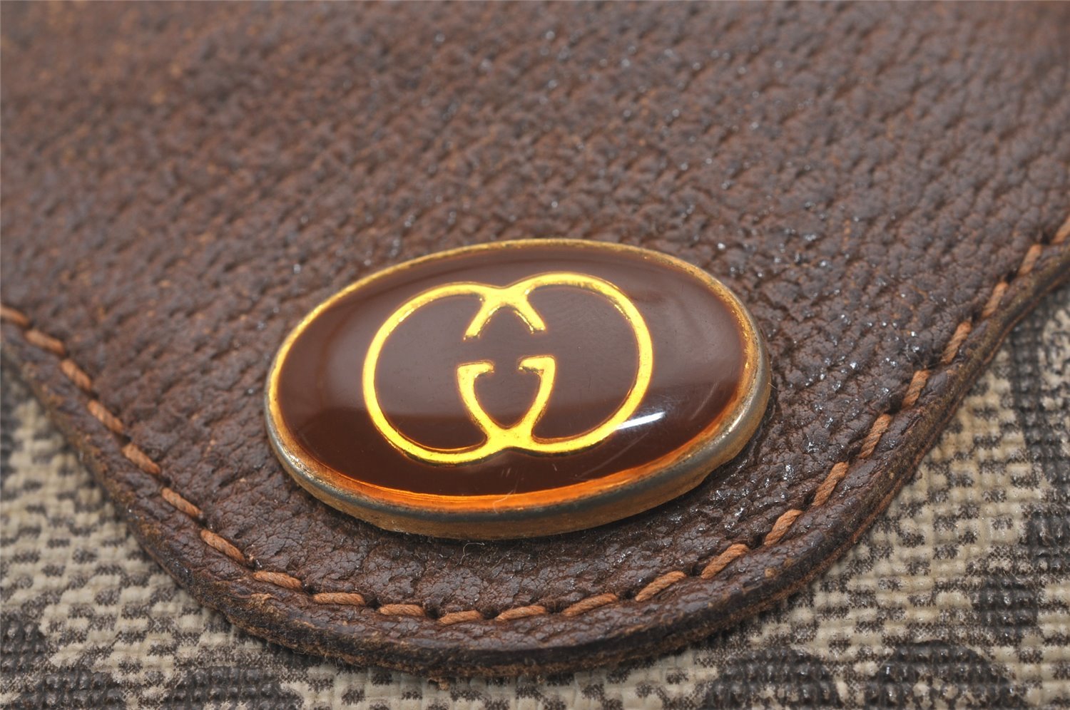 Authentic GUCCI 2Way Shoulder Cross Body Purse GG PVC Leather Brown 9193I