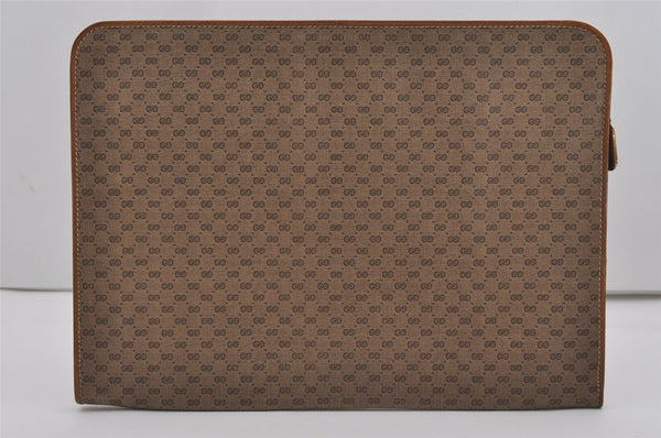 Authentic GUCCI Micro GG PVC Leather Clutch Documents Case Purse Brown 9195I