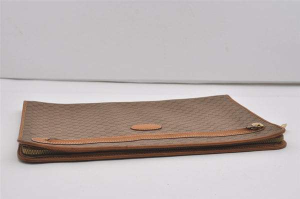 Authentic GUCCI Micro GG PVC Leather Clutch Documents Case Purse Brown 9195I