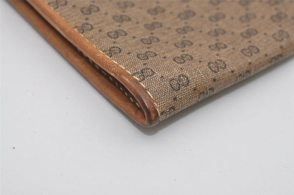 Authentic GUCCI Micro GG PVC Leather Clutch Documents Case Purse Brown 9195I