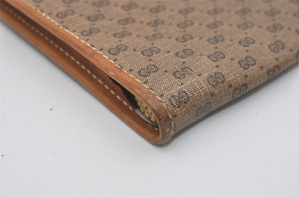Authentic GUCCI Micro GG PVC Leather Clutch Documents Case Purse Brown 9195I