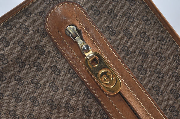 Authentic GUCCI Micro GG PVC Leather Clutch Documents Case Purse Brown 9195I