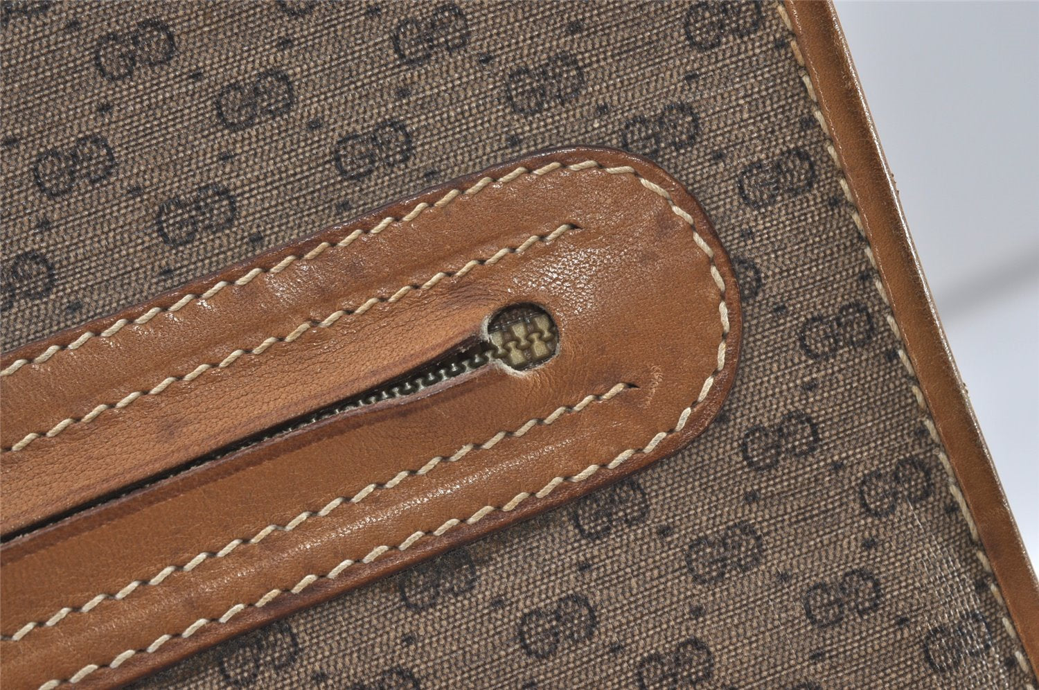 Authentic GUCCI Micro GG PVC Leather Clutch Documents Case Purse Brown 9195I