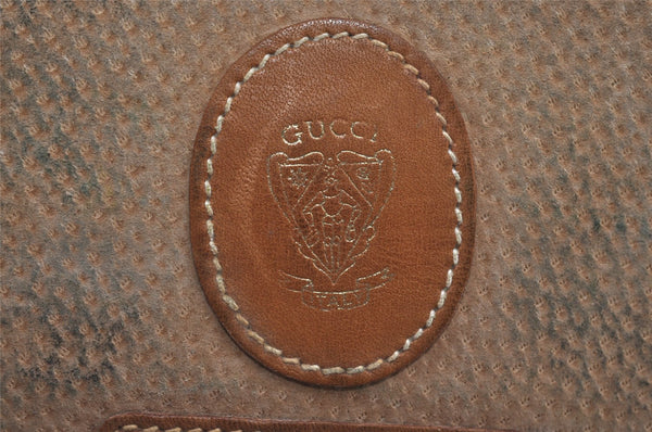 Authentic GUCCI Micro GG PVC Leather Clutch Documents Case Purse Brown 9195I