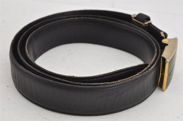 Authentic Burberrys Vintage Leather Belt Purse Size 114cm 44..9" Black 9195J