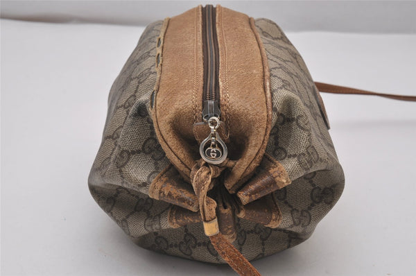 Authentic GUCCI Shoulder Cross Body Bag Purse GG PVC Leather Brown 9196I