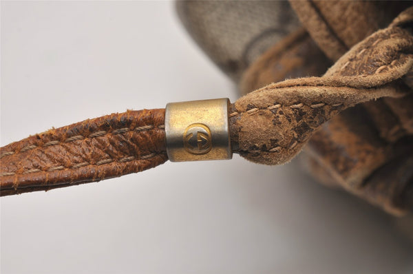 Authentic GUCCI Shoulder Cross Body Bag Purse GG PVC Leather Brown 9196I