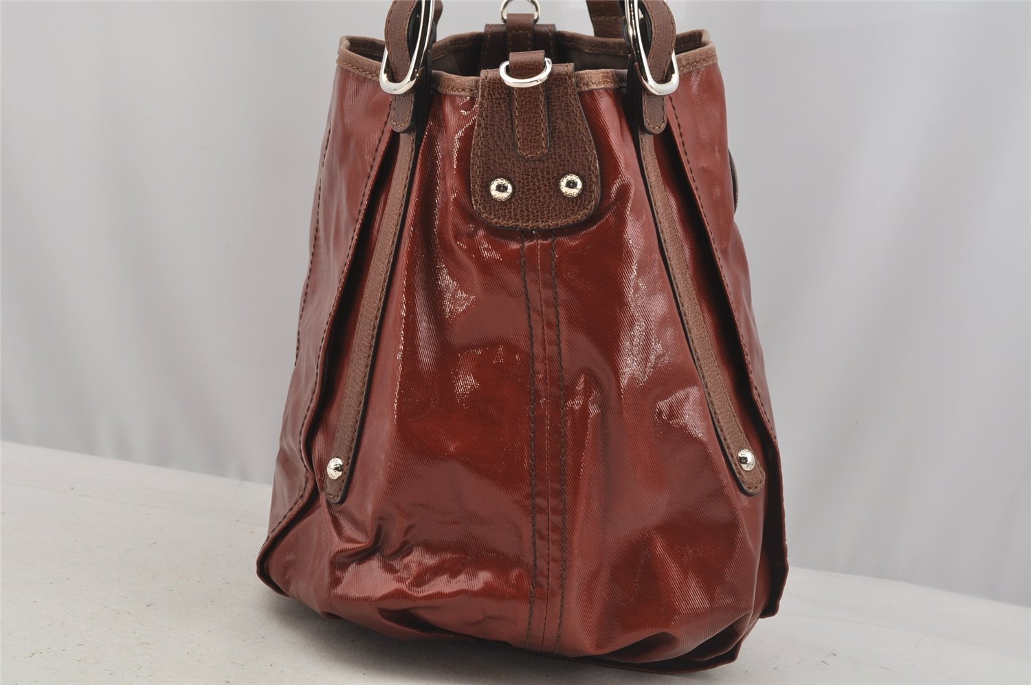 Authentic TODS G Line PVC Leather 2Way Shoulder Hand Bag Brown 9197I