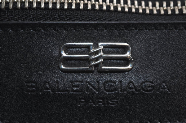 Authentic BALENCIAGA BB Monogram Shoulder Hand Bag Canvas Leather Black 9199I
