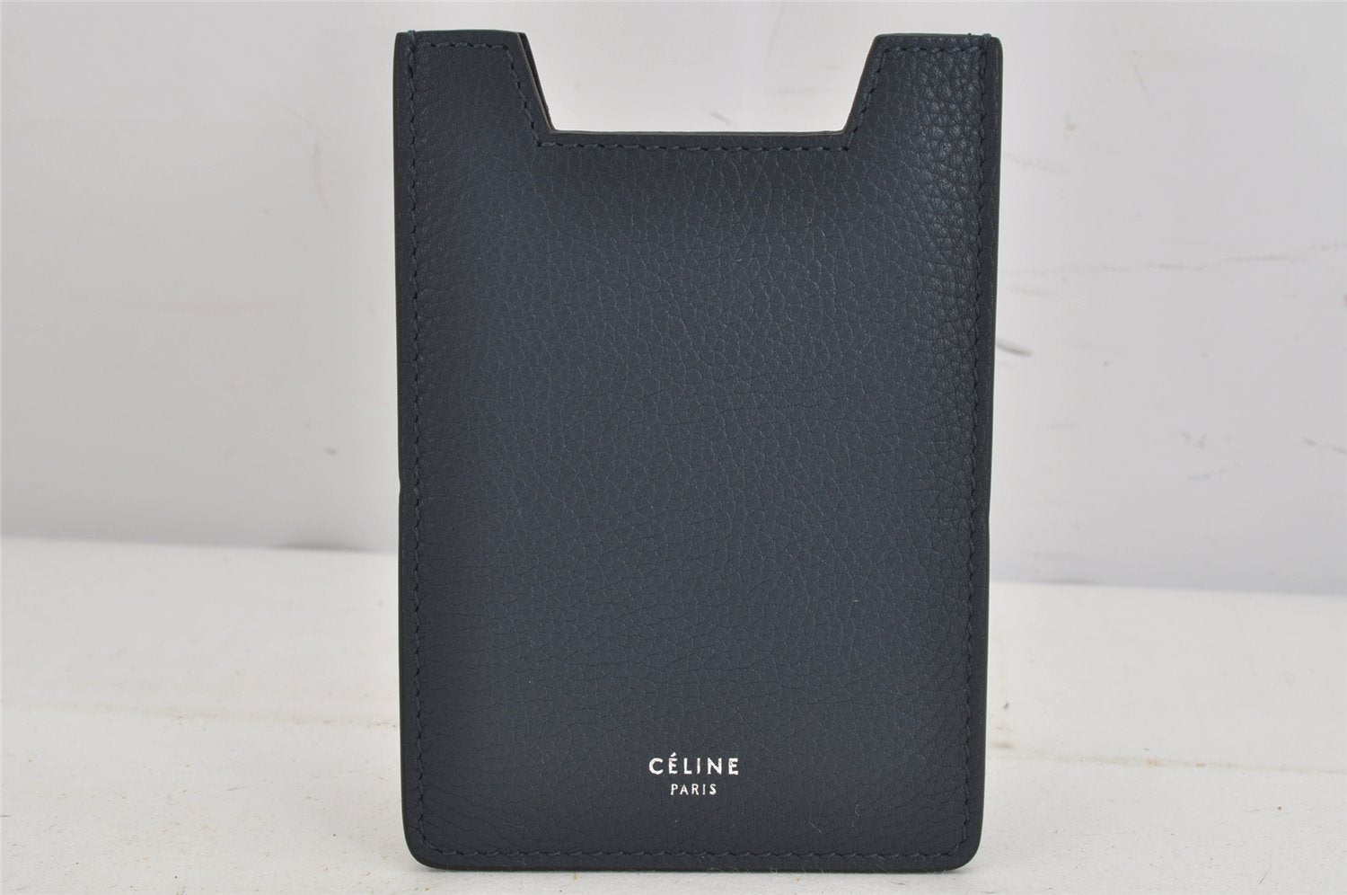 Authentic CELINE iPhone Smart Phone Soft Case Purse Leather Navy Blue 9199J