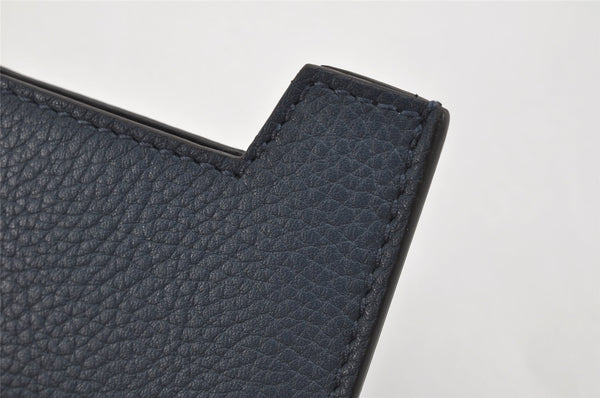 Authentic CELINE iPhone Smart Phone Soft Case Purse Leather Navy Blue 9199J