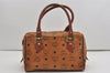 Authentic MCM Visetos Leather Vintage 2Way Shoulder Hand Bag Purse Brown 9200I