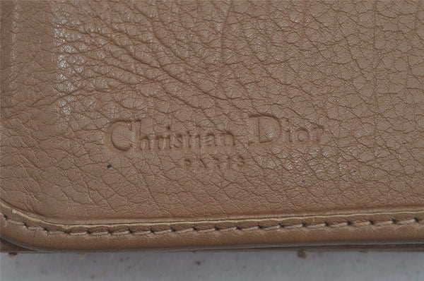 Authentic Christian Dior Cannage Leather Bifold Long Wallet Purse Beige CD 9200J