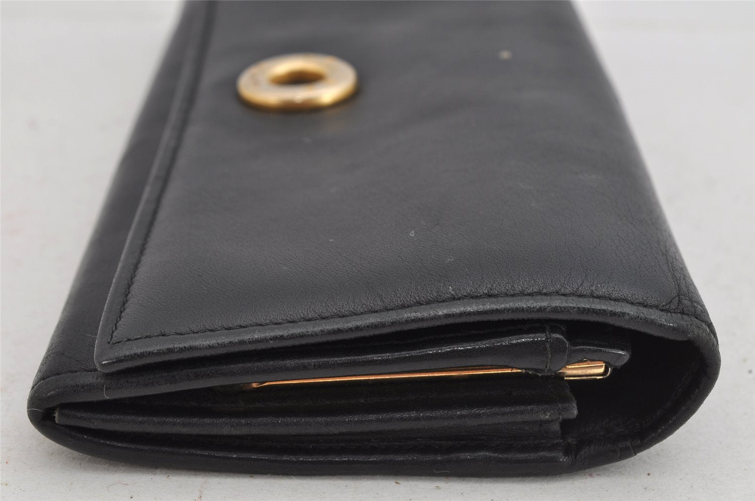 Authentic CELINE Vintage Long Wallet Purse Leather Black 9201J