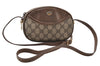 Authentic GUCCI Shoulder Cross Body Bag Purse GG PVC Leather Brown Junk 9202I