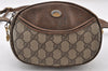 Authentic GUCCI Shoulder Cross Body Bag Purse GG PVC Leather Brown Junk 9202I