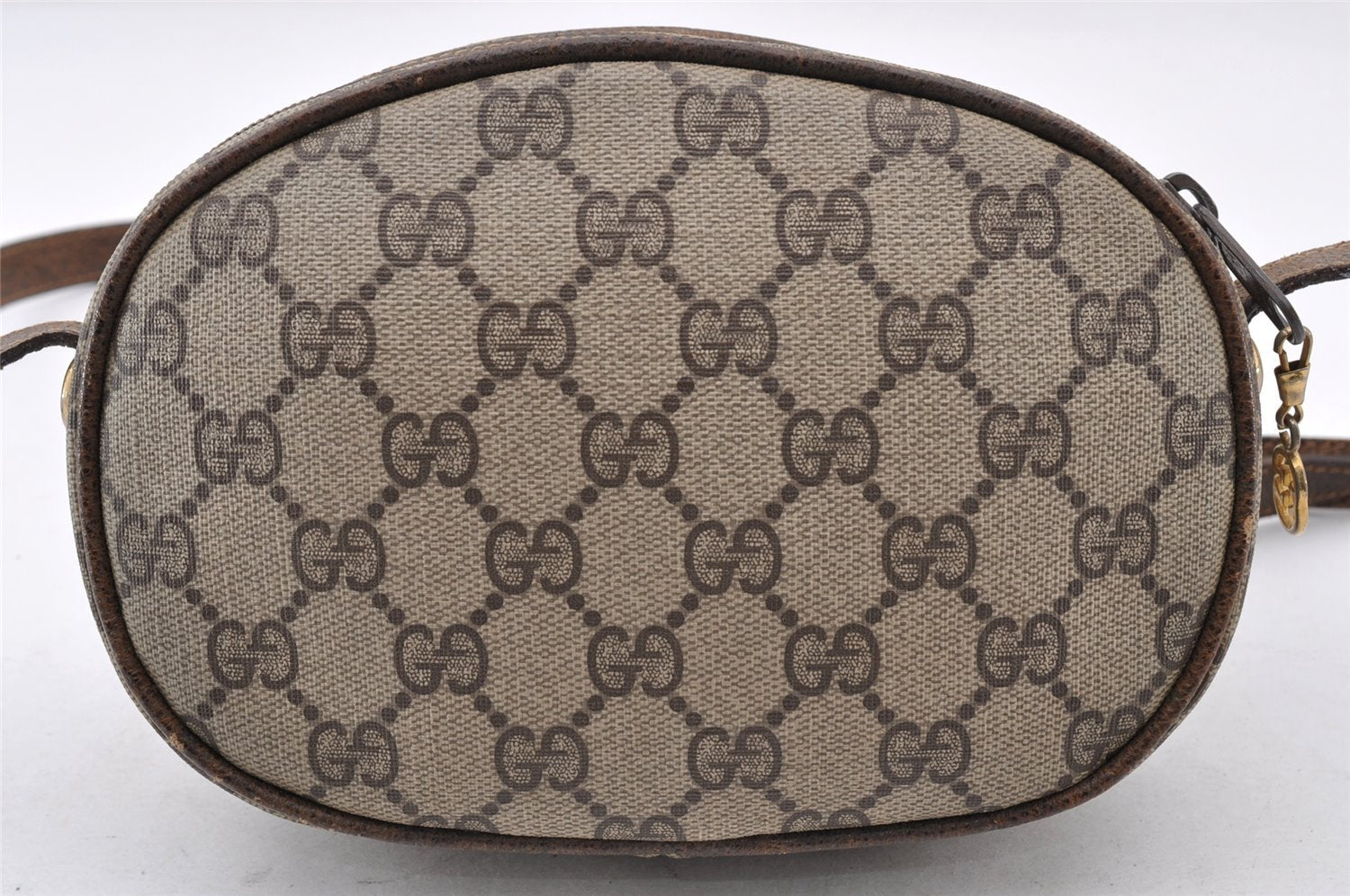 Authentic GUCCI Shoulder Cross Body Bag Purse GG PVC Leather Brown Junk 9202I