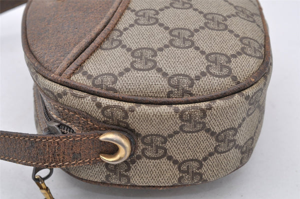 Authentic GUCCI Shoulder Cross Body Bag Purse GG PVC Leather Brown Junk 9202I