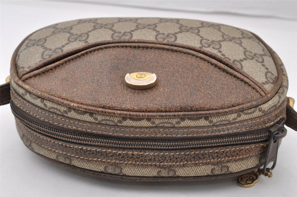 Authentic GUCCI Shoulder Cross Body Bag Purse GG PVC Leather Brown Junk 9202I