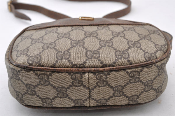 Authentic GUCCI Shoulder Cross Body Bag Purse GG PVC Leather Brown Junk 9202I