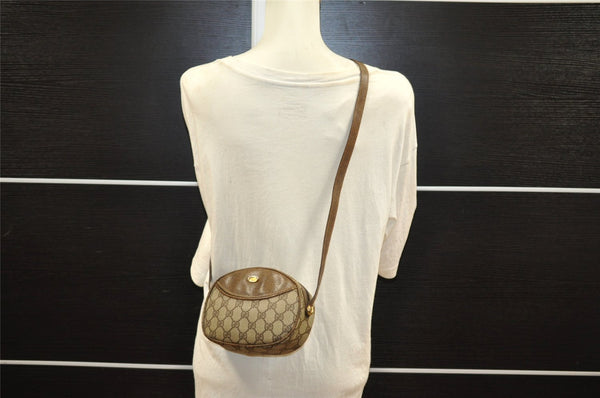 Authentic GUCCI Shoulder Cross Body Bag Purse GG PVC Leather Brown Junk 9202I