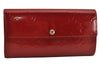 Auth Louis Vuitton Vernis Pochette Porte Monnaie Credit Wallet M91281 Red 9204J