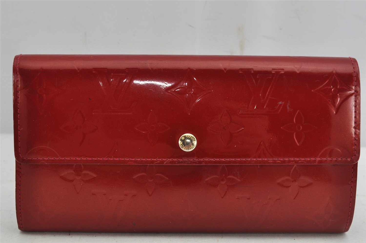 Auth Louis Vuitton Vernis Pochette Porte Monnaie Credit Wallet M91281 Red 9204J