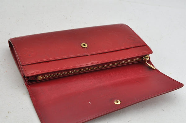 Auth Louis Vuitton Vernis Pochette Porte Monnaie Credit Wallet M91281 Red 9204J