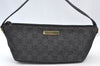 Authentic GUCCI Vintage Hand Bag Pouch Purse GG Canvas Leather 07198 Black 9212H