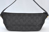 Authentic GUCCI Vintage Hand Bag Pouch Purse GG Canvas Leather 07198 Black 9212H