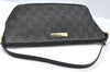 Authentic GUCCI Vintage Hand Bag Pouch Purse GG Canvas Leather 07198 Black 9212H